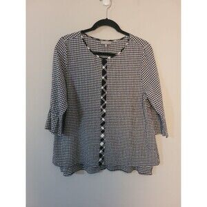Habitat Black Gingham Seersucker Lagenlook Top Sz S